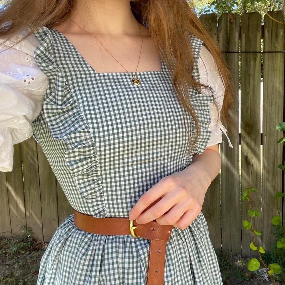 "Hearts and Found" Lorraine Dress in Pine Green Gingham Size XXS-XS
